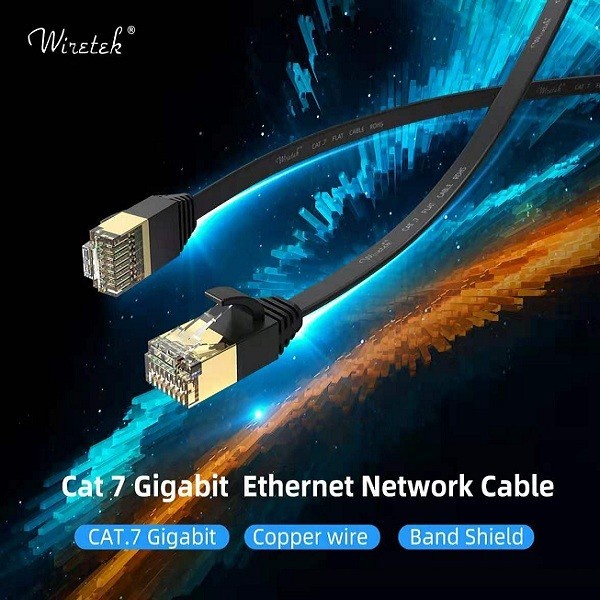 Wiretek Kabel LAN Cat 7 Gigabit Ethernet Network FLAT Cable 10 meter