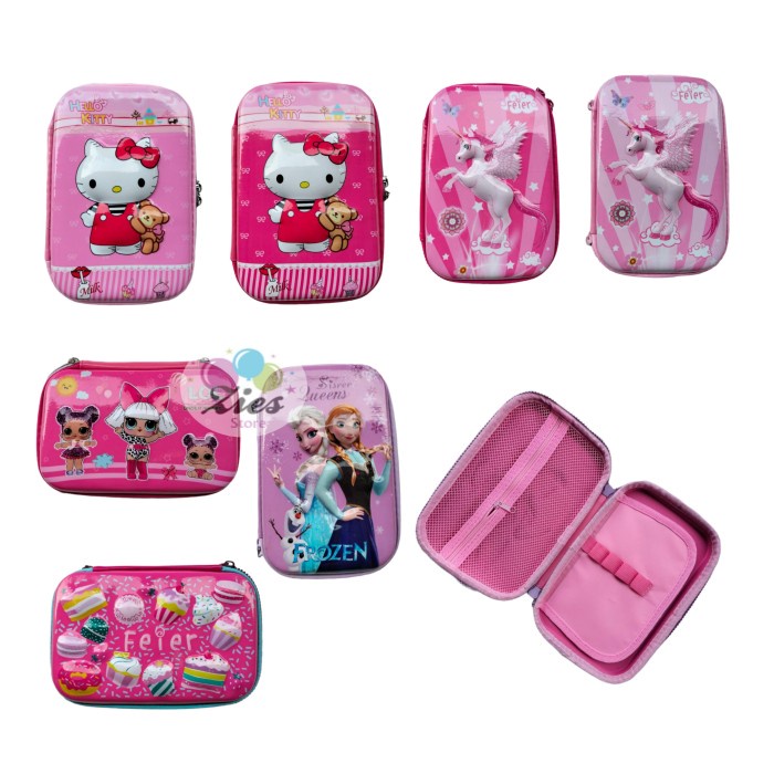 

kotak pensil karakter 3D / tempat pensil karakter hello kitty,unicorn - Cup cake pink