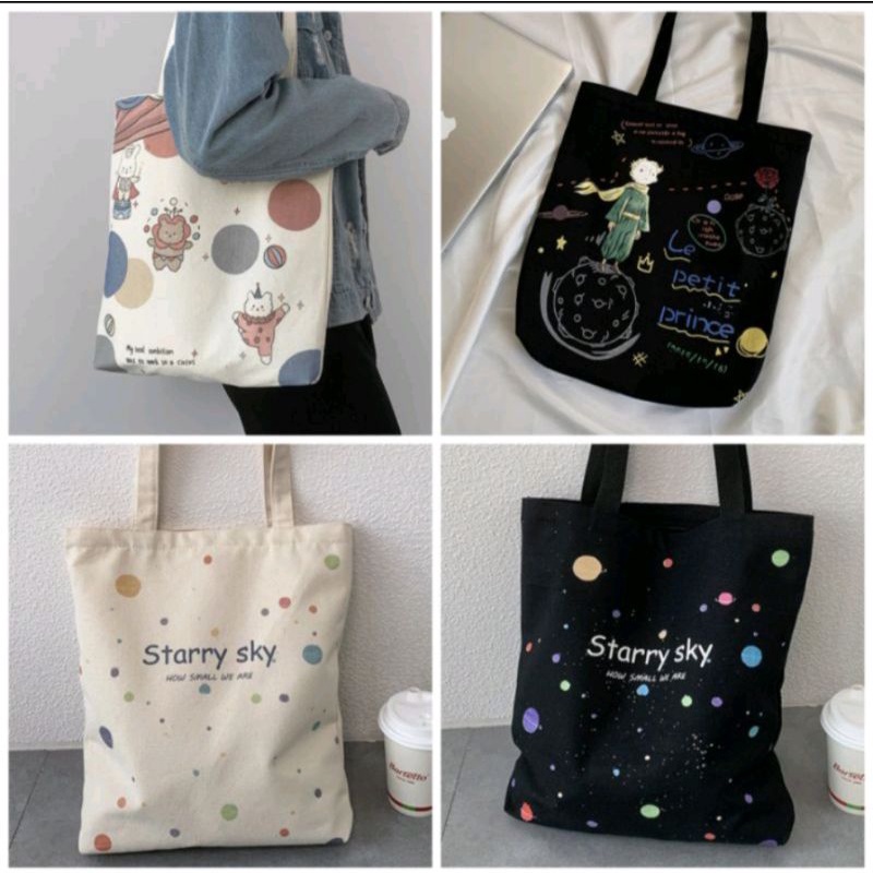 Jual Tote Bag Wanita Bahan Kanvas Tebal Totebag Ukuran Besar Muat