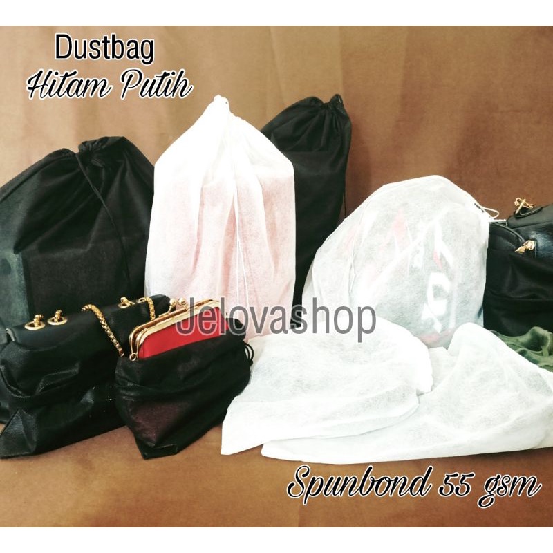 Dustbag Putih/Dustbag Hitam/Cover tas  Hitam-Putih  55 GSM(Jelova All Size)