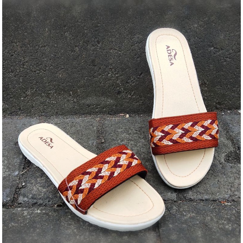 Sandal Selop Rajut Turki Wanita Santai Casual Flat Terlaris