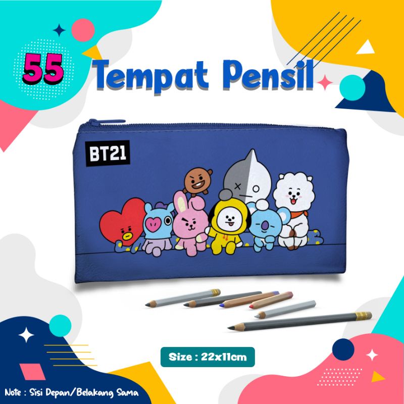 

Tempat Pensil BT21 SpongeBob Mickey Mouse Pouch Dompet pensil terlaris kulit sintetis 22x11