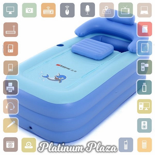 Intime Spa Bathtub Portable 160 x 84 x 64 cm dengan Pompa - YT-038B - Blue`KPII48-