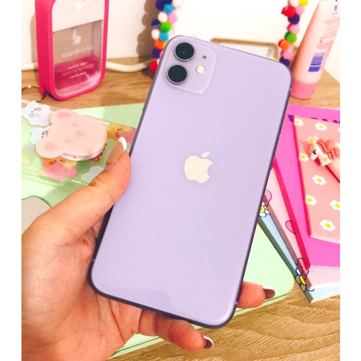 [preloved] iphone 11 128gb purple ibox second full set