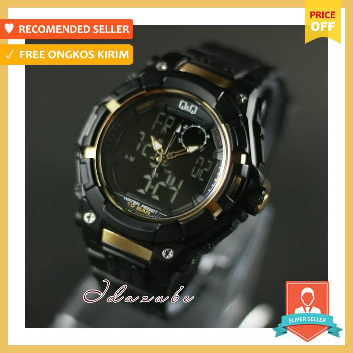 Jam Tangan Original Q&Q Qq Gw80J Gw80 Hitam Gold