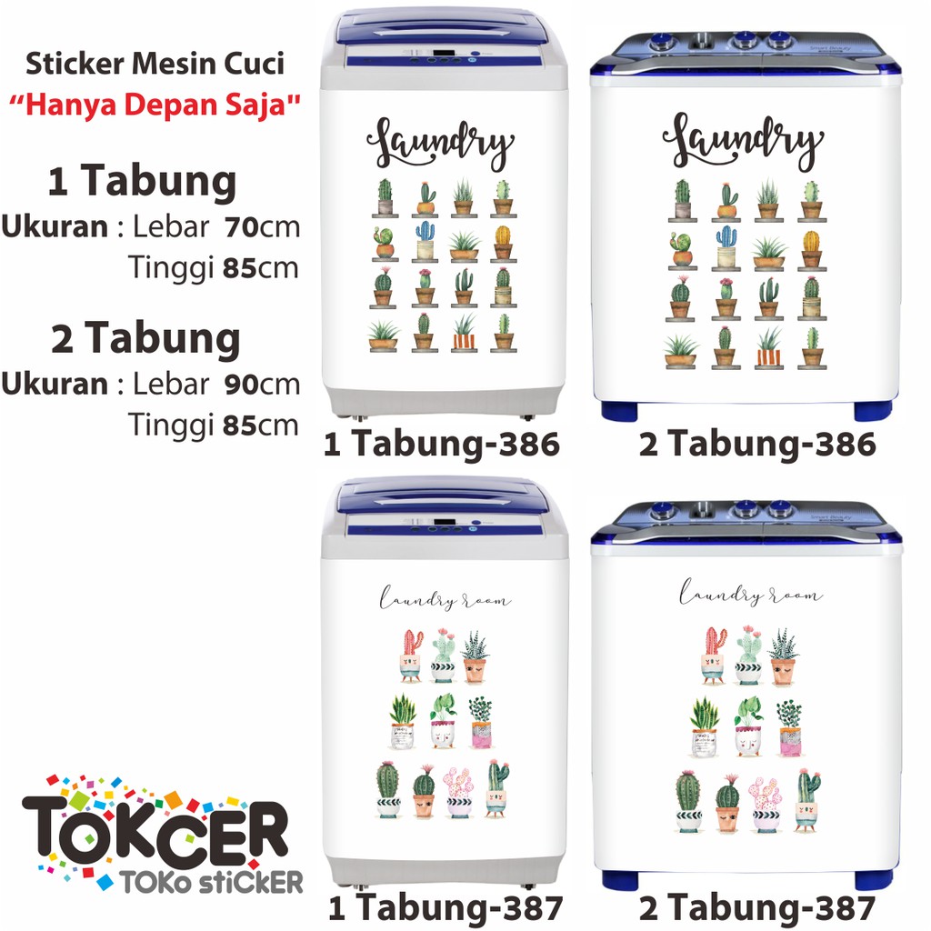 Stiker Mesin Cuci 1 dan 2 Tabung Variasi KAKTUS