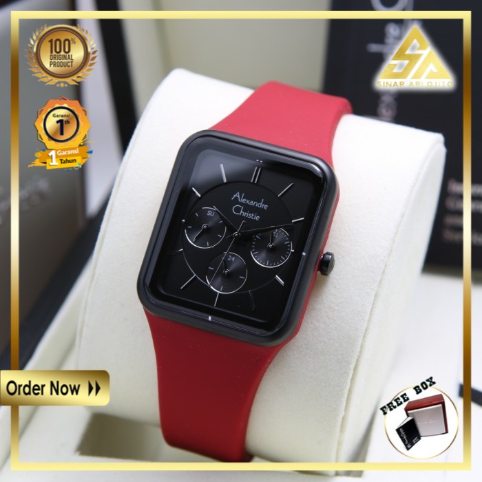 JAM TANGAN ALEXANDER CHRISTIE ALEXANDRE CHRISTIE WANITA CEWEK ORIGINAL ORI BRANDED BLACK RED AC 2744