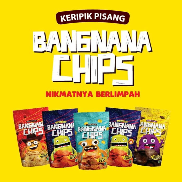 

Grosir BANGNANA CHIPS KERIPIK PISANG NON MSG CEMILAN ANAK COKLAT