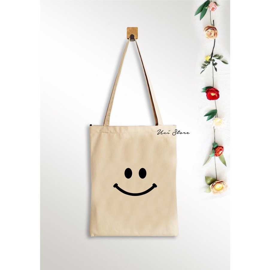 (PAKAI RESLETING) Tote bag smile Varian warna [ UCI &amp; DSD]