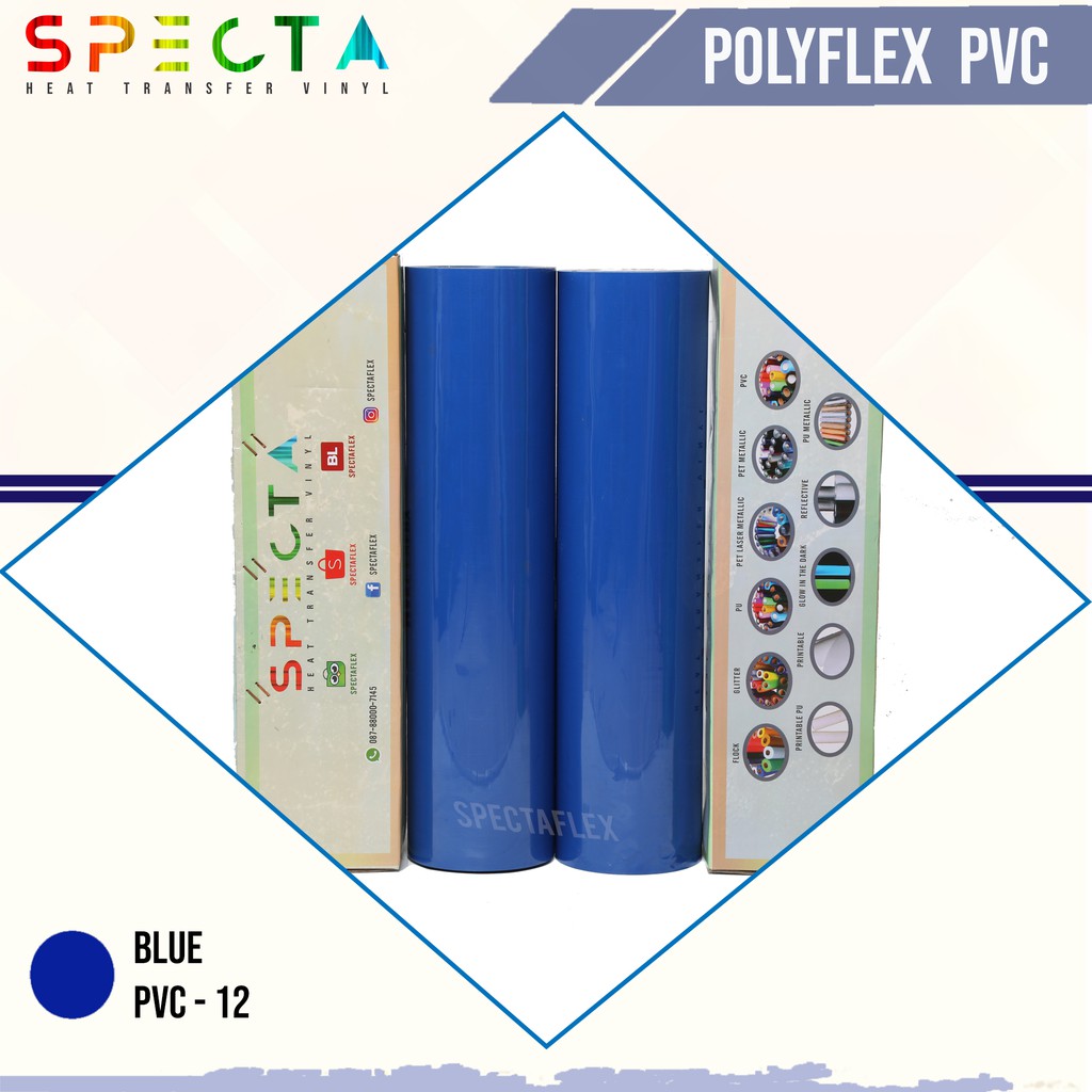 SPECTAFLEX POLYFLEX KOREA PVC-12 ROLL BLUE HTV VINYL - PVC HTV BIRU