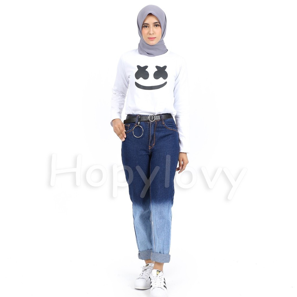 Promo hopy HOPYLOVY Celana  Boyfriend  Jeans Wanita Gradasi 