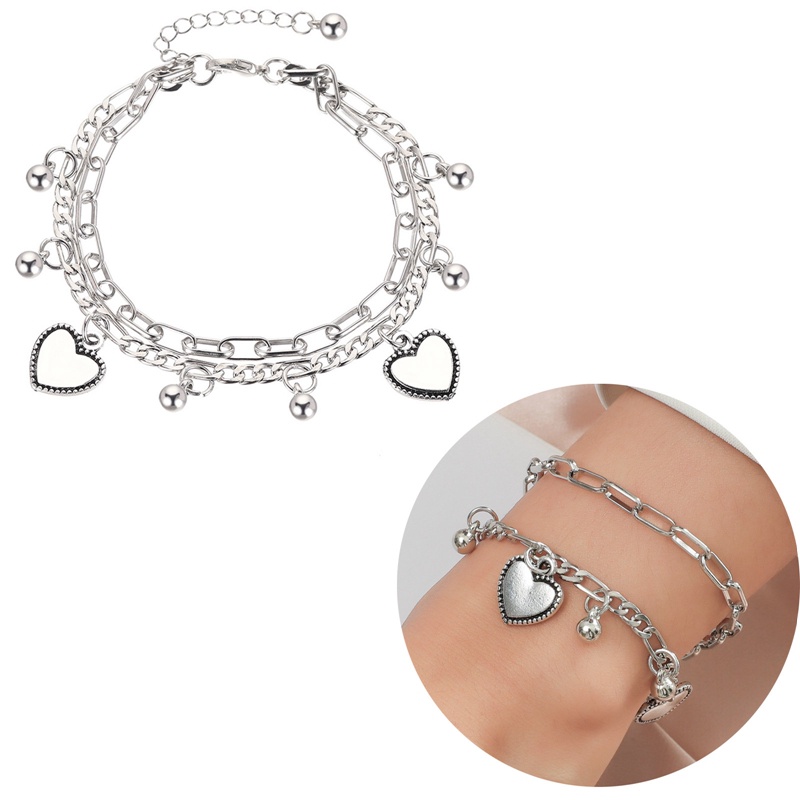 Gelang Rantai Double Layer Bahan Stainless Steel Untuk Wanita