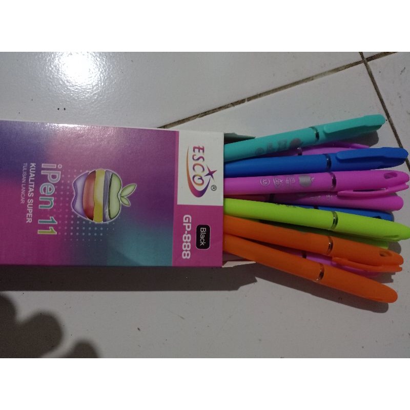 PULPEN Ipen 11 Pen Gel Hitam 0.5 Kualitas Super Murah Isi 12pcs