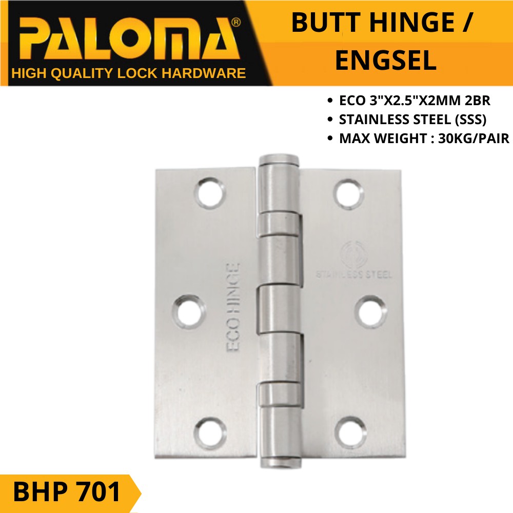 ENGSEL JENDELA 3&quot; INCH  STAINLESS PALOMA BHP 701 3&quot;X 2,5&quot;X2MM 2BB SSS