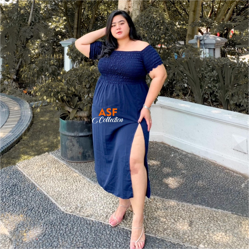 Elisa Dress Sabrina full karet big size |Dress korea style plus size | Dress sabrina wanita kekinian