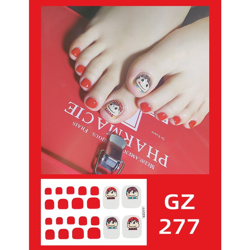 22pcs Stiker Kuku KAKI Tahan Lama Gaya Korea Dengan Perekat Diri Beli 2 gratis File