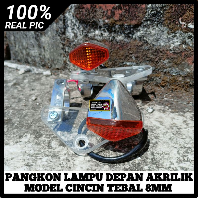BREKET PANGKON LAMPU DEPAN AKRILIK MODEL CINCIN As 31 AS 33 SET LAMPU SEIN DIAMOND PNP CB GL 100 GL 