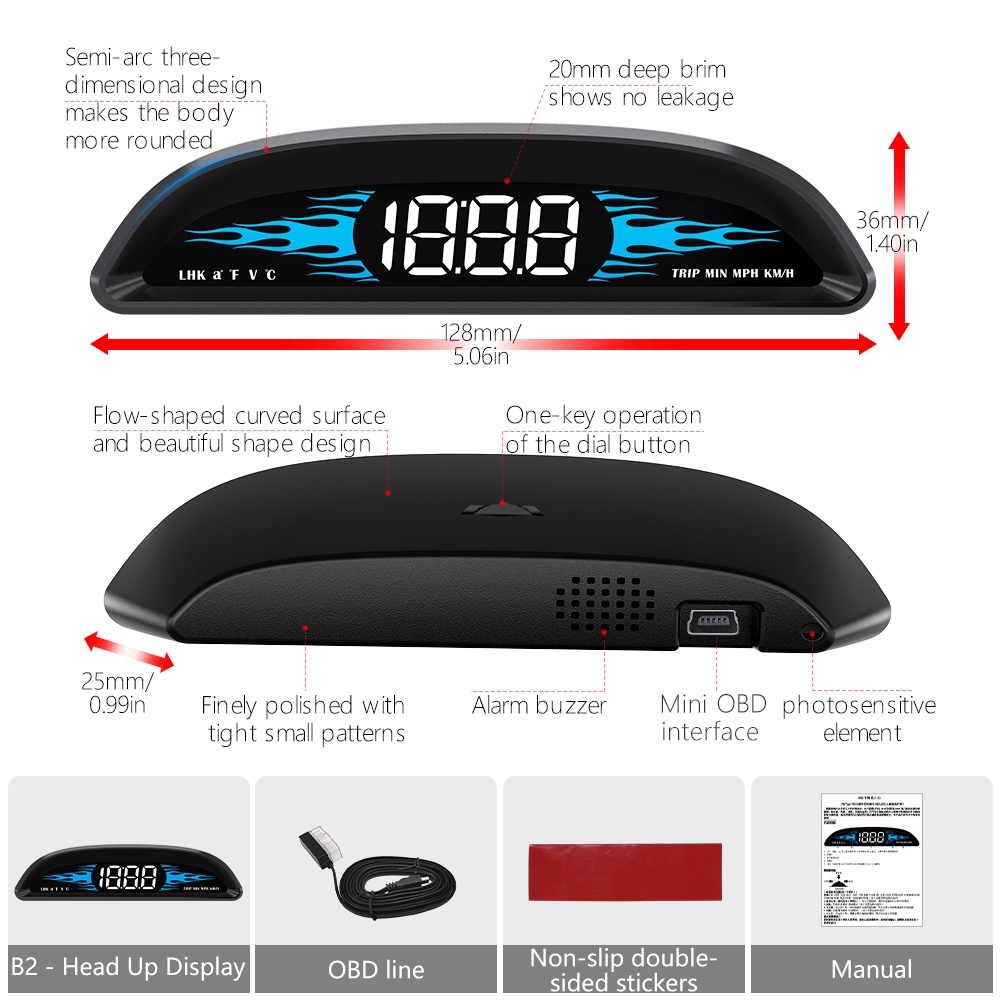 B2 Head Up Displayhud OBD Mobil Dengan Speedometer Peringatan Kecepatan