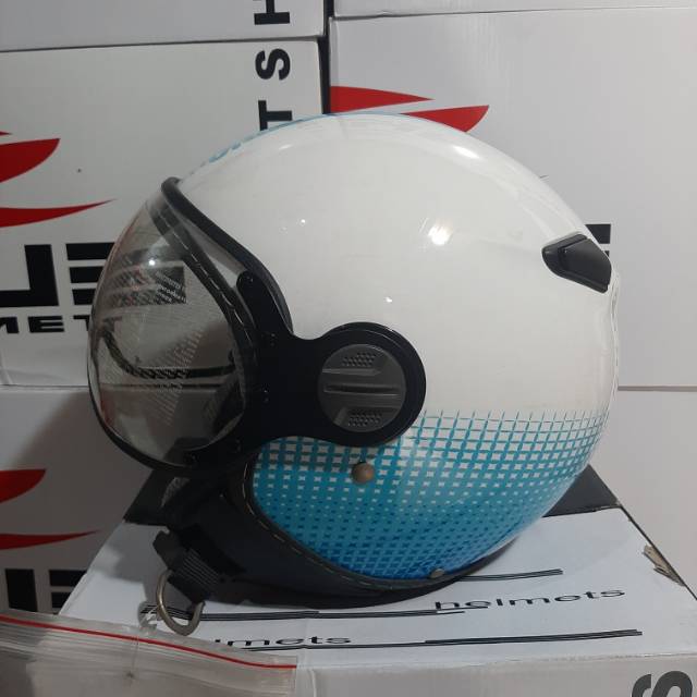 HELM ZEUS 210 MOTIF WHITE BLUE / KZEUS 210 MOTIF