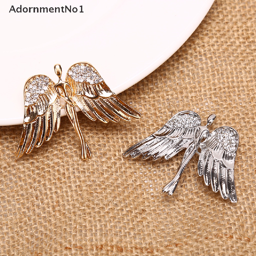 (AdornmentNo1) Bros Pin Desain Sayap Malaikat Hias Kristal Aksesoris Pria / Wanita