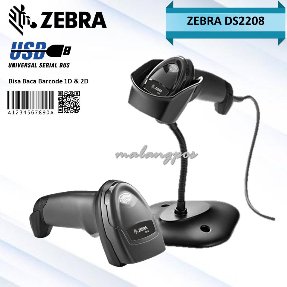 ZEBRA BARCODE SCANNER SYMBOL DS2208 SCANNER BARCODE DS 2208 1D 2D USB WITH STAND SCANNER QR CODE