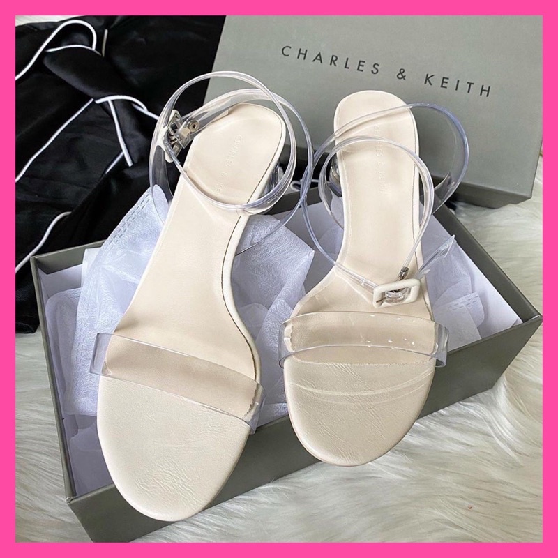 CHARLES & KEITH (CK) - 202 TRANSPARENT / BLACK (HEELS - 5cm) WANITA