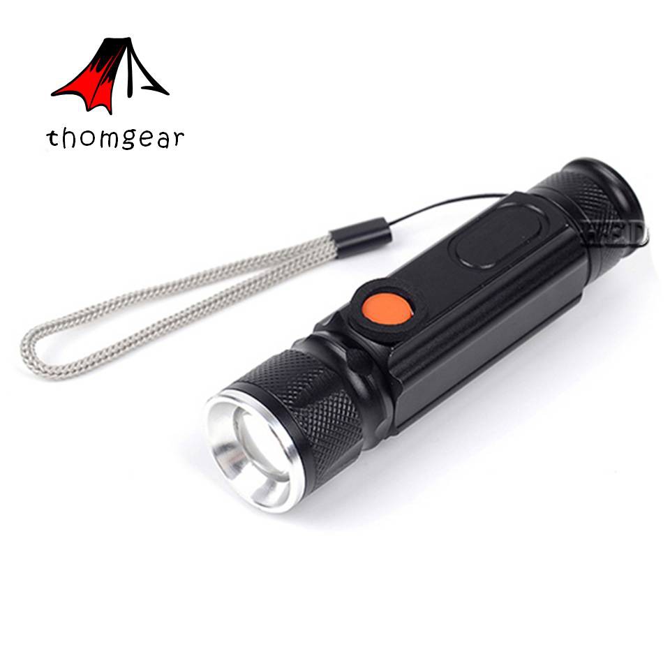 Thomgear Senter Led Bisa Dicas Usb Rechargeable Taffled Cree Xml T6 + Cob 2300 Lumens Jm