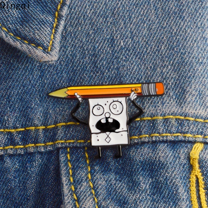 Bros Pin Enamel Desain Kartun Spongebob Squarepants Doodlebob Untuk Anak