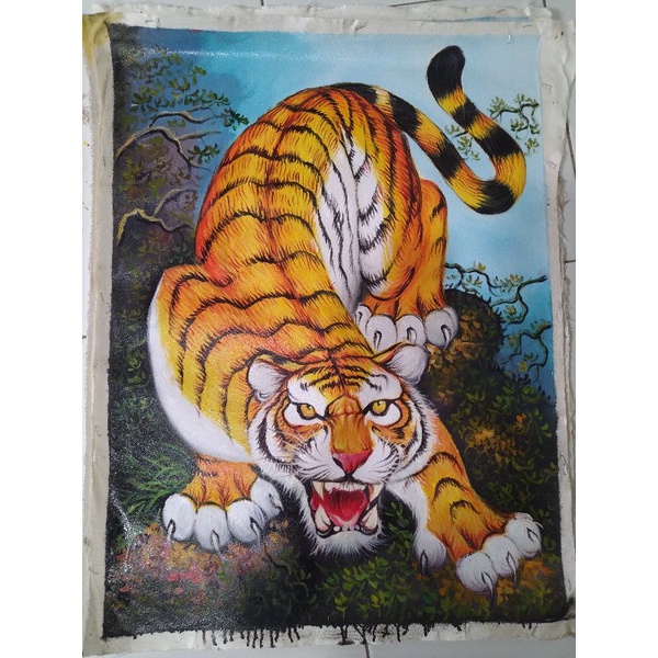 Lukisan harimau asli buatan tangan ✋