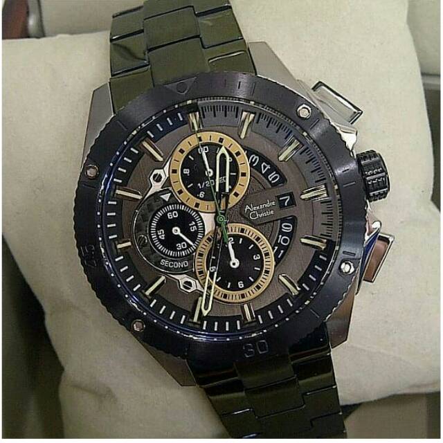 JAM TANGAN PRIA / COWOK ALEXANDRE CHRISTIE 6465 GREEN BLACK ORIGINAL