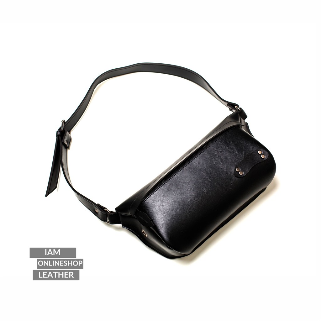 Waistbag Tas Selempang Tas Pinggang Tas Pria dan Wanita Fashion Modern Hitam dan Tan