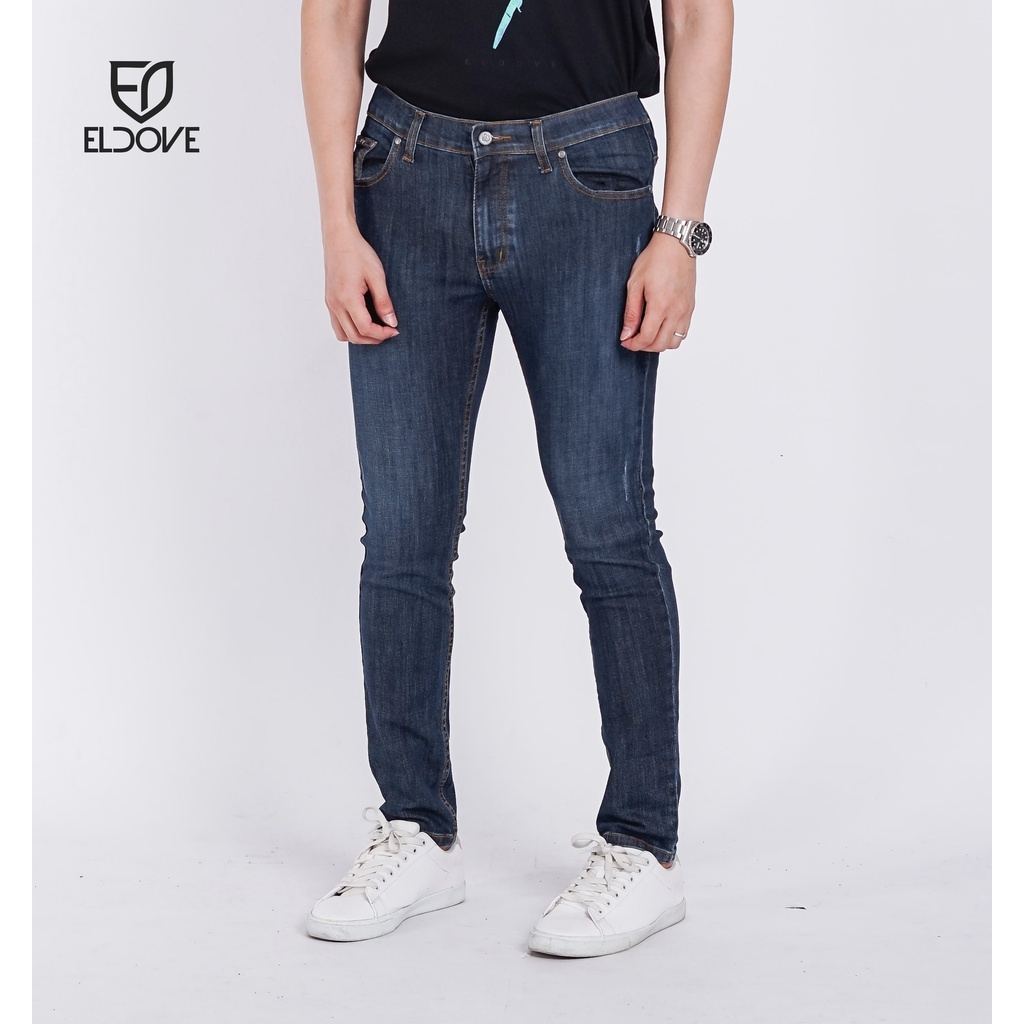 Eldove Denim  Jeans Stretch  Dark Blue 2025 Shopee Indonesia