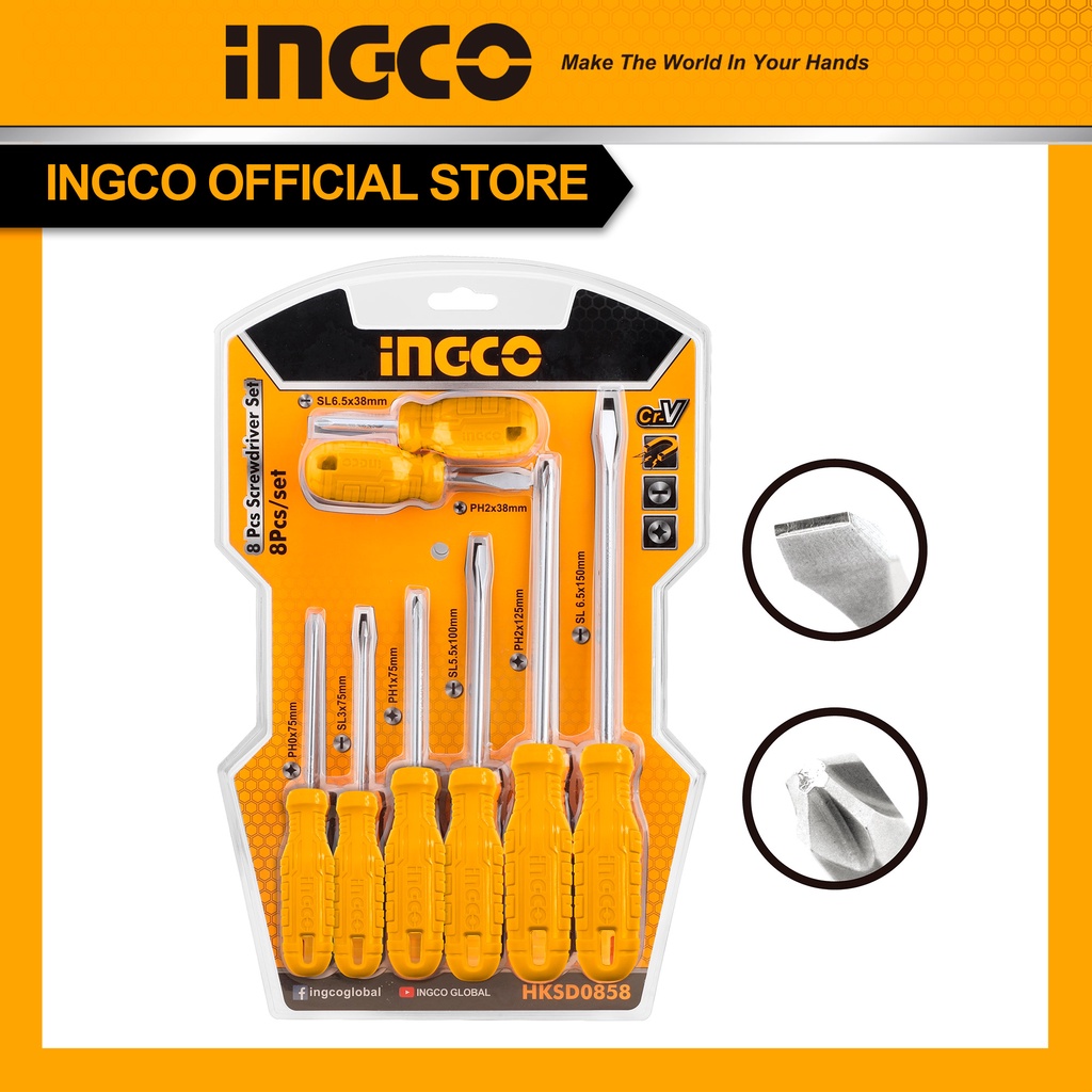(INGCO) - OBENG GG FIBER SET 8PCS INGCO HKSD0858