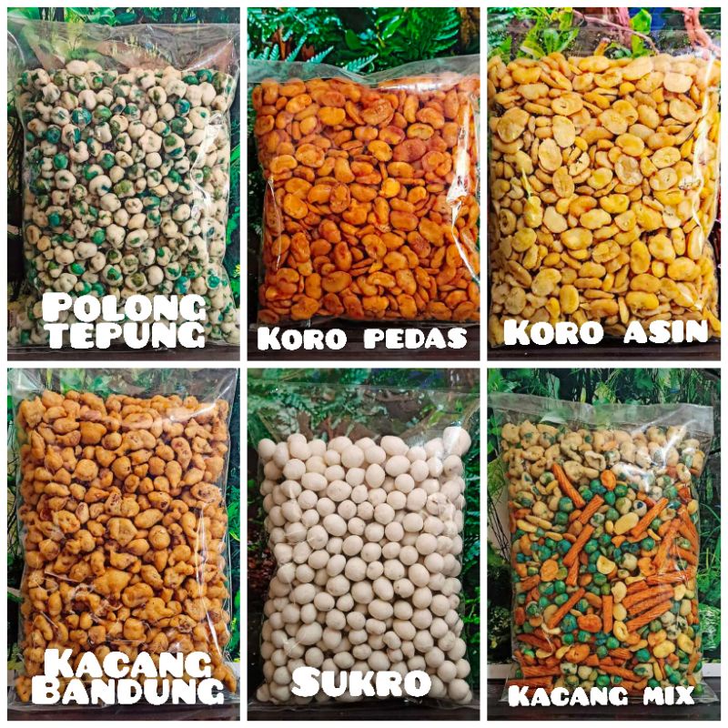 

TERMURAH snack kiloan bandung 250g / kacang polong tepung / kacang bandung / kacang koro / sukro / kacang mix / aneka olahan kacang