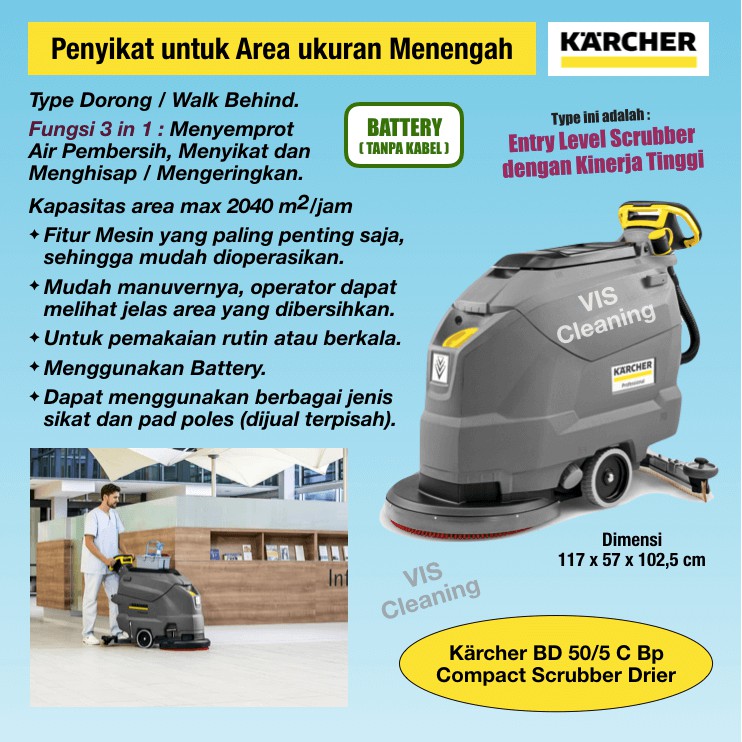 Mesin Penyikat Lantai (Scrubber Drier) Karcher BD 50/50 C (Battery)