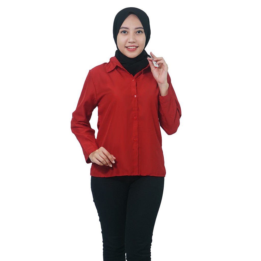 RD FASHION - KEMEJA DIAN/ KEMEJA  LUMINA BASIC / COMFY SKOLDER / KEM BASIC / KEMEJA POLOS-MERAH