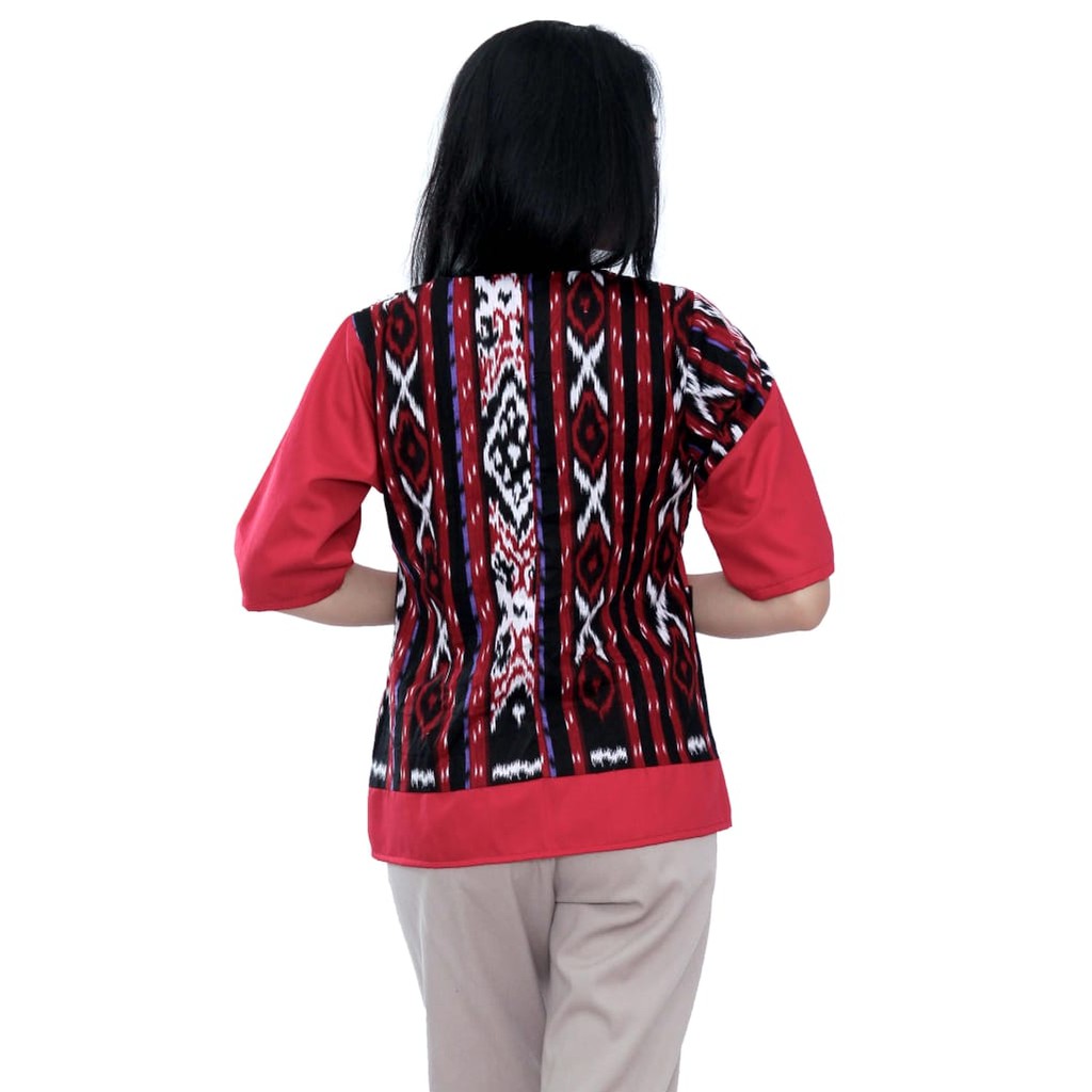 Batik Wanita Blouse Atasan Songket Kombinasi Bersaku Size S-M-L-XL-XXL-3L-4L-5L-3
