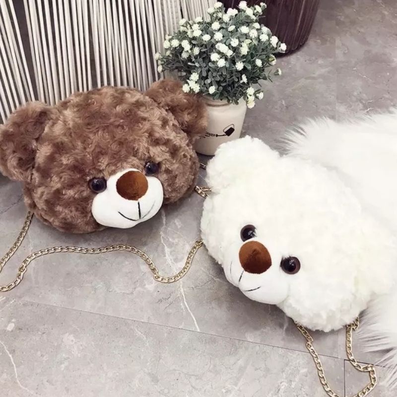 (COD) Tas Kepala Boneka Beruang / Tas Korea Kepala Beruang / Tas Selempang / Tas