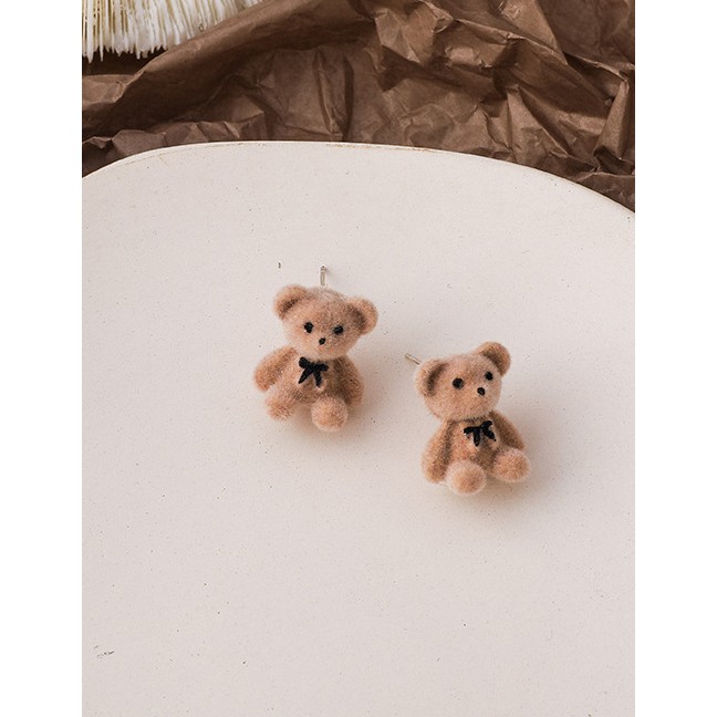 LRC ANting Tusuk Fashion Beige Flocking Bow Bear P8373X