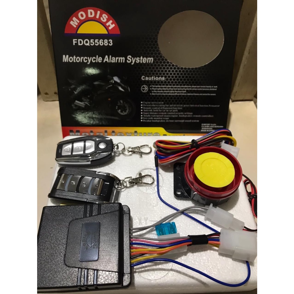 ALARM MOTOR 12 v BISA STARTER 2 REMOTE ANTI MALING SENSOR GETAR ALARM  CR7 MOSCOW PANOM