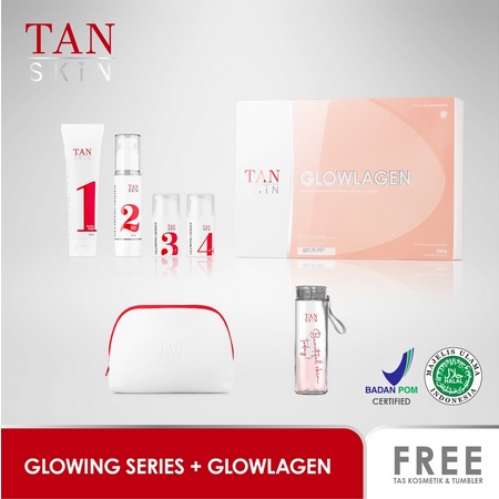 [ GROSIR ] Paket TAN SKIN Glowing Series + Glowlagen (FREE Tas Kosmetik &amp; Tumbler)