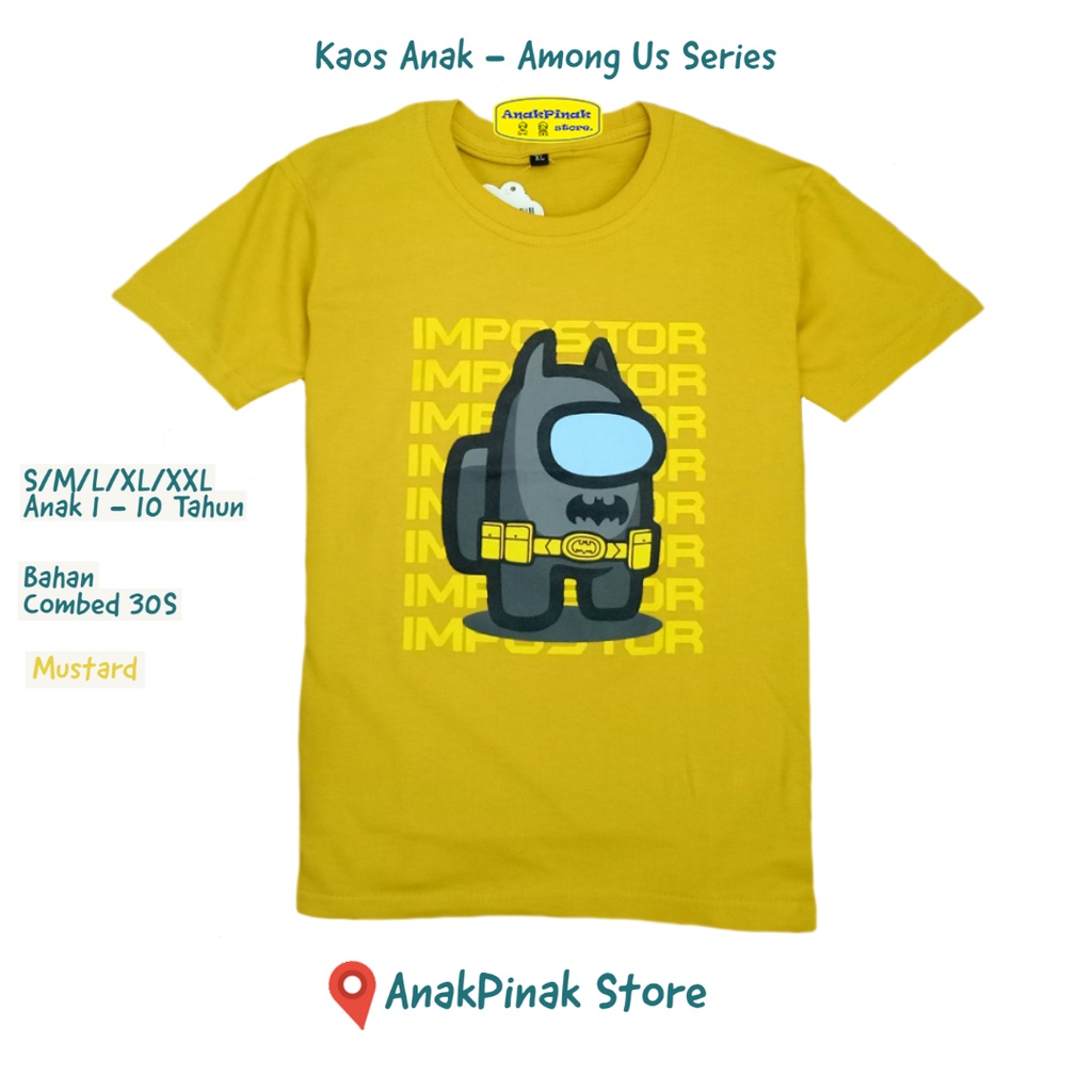 Kaos Anak motif Among Us harga grosir kualitas Distro ukuran 1 - 10 Tahun - Mustard - AnakPinak Stor