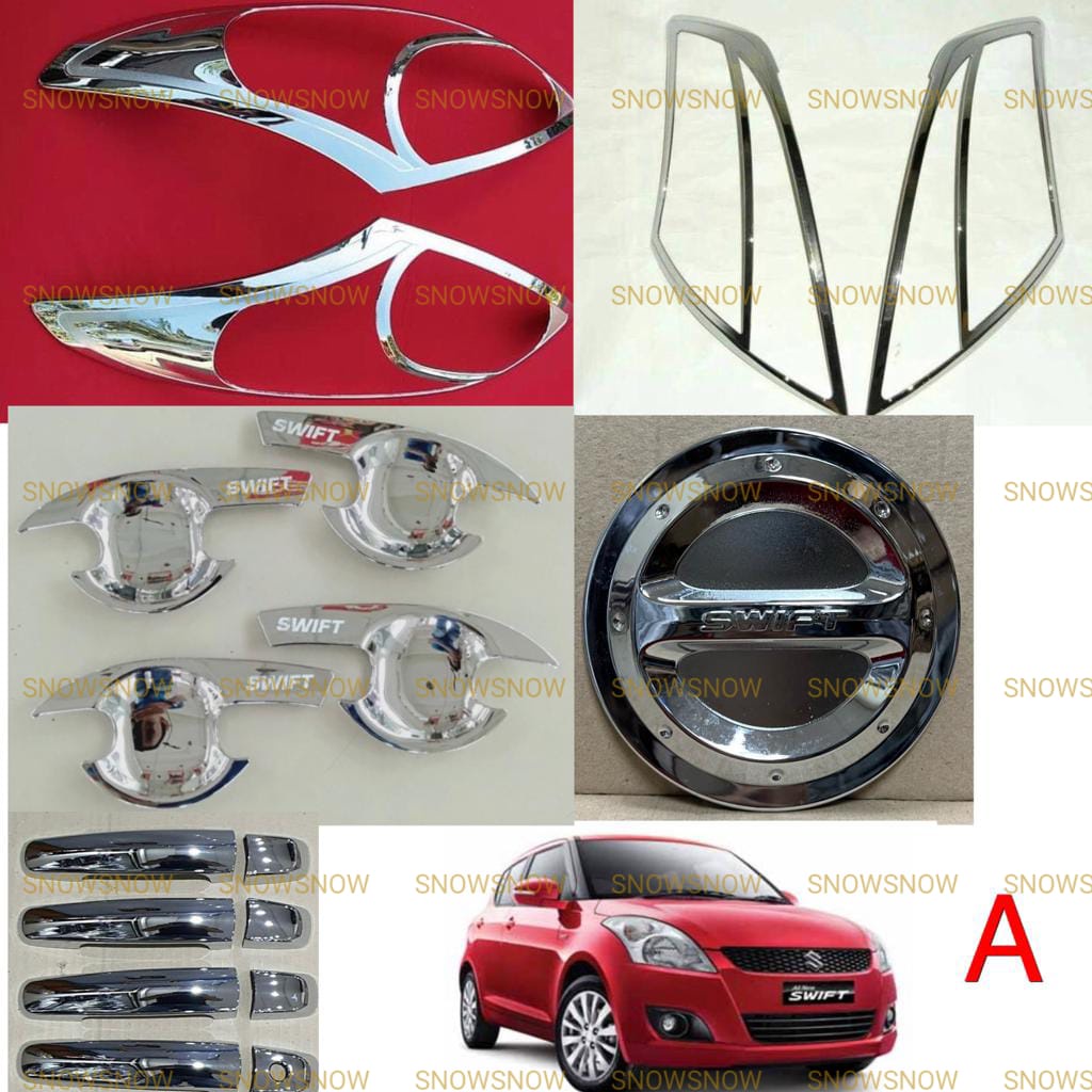 Paket Garnish Lampu Depan Belakang  Outer Handle Tank Cover All New Swift 2012 2015 UP Chrome