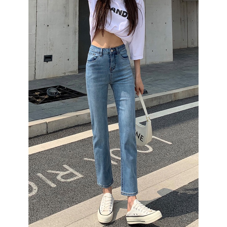 Celana Jeans Boyfriend Wanita Highwaist Korea Style Biru