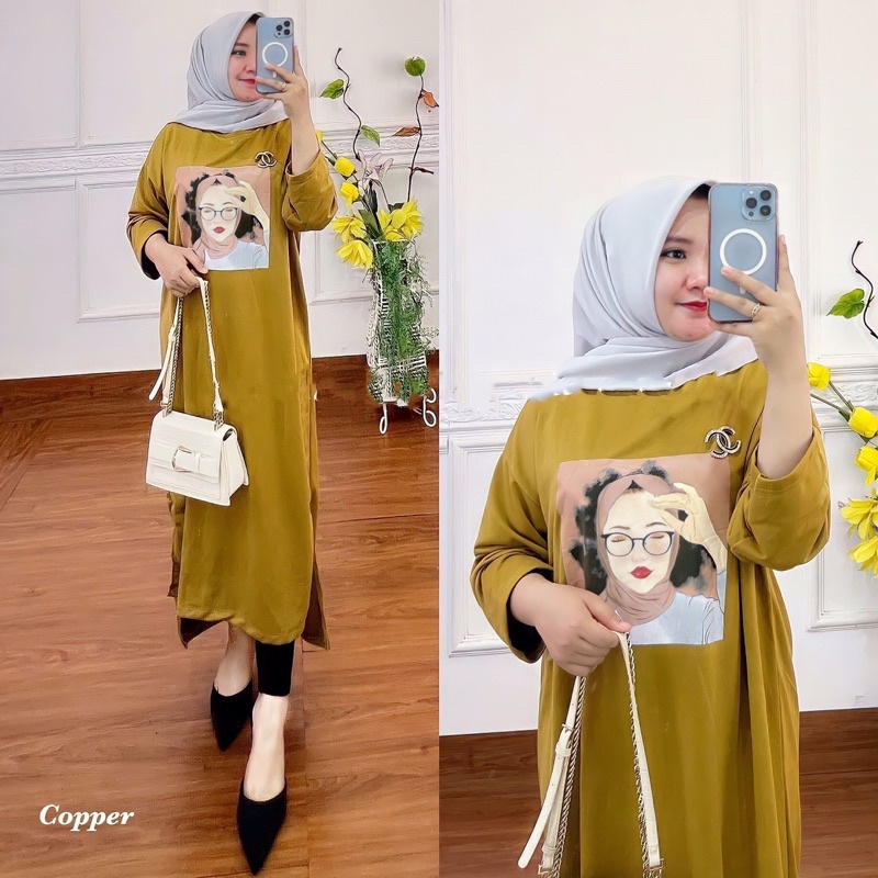 Terbaru Midi Uwais Midi Dress Combed 24s   Midi Dress Sablon Midi Dress Wanita Koeran Style Minimali