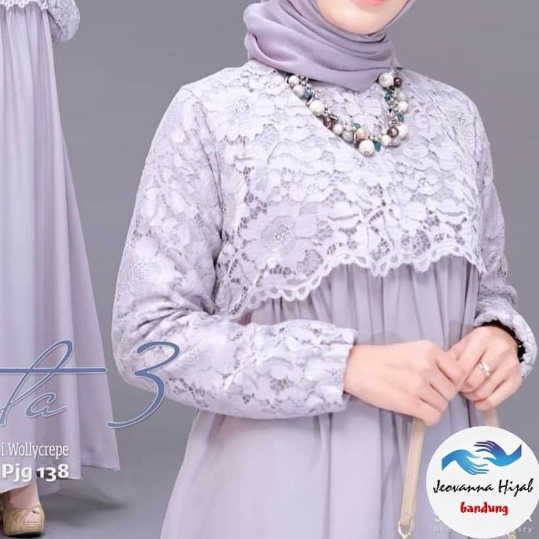 ✶ GAMIS BRUKAT PRITA KOMBINASI MOSCREPE / Gamis brokat busui/bumil muslimah wear masa kini ➣