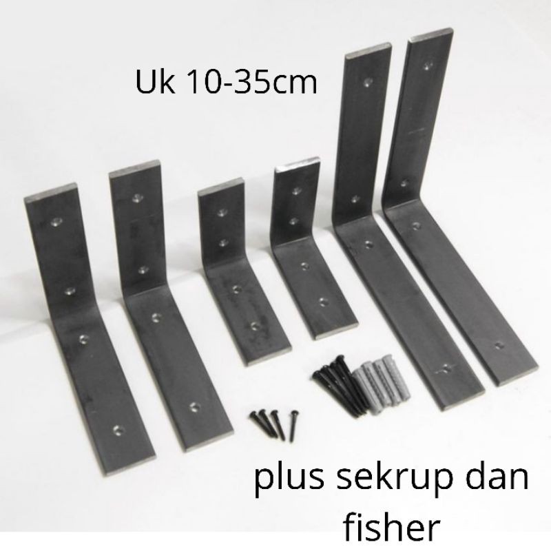 Rak dinding siku besi varian 10-35cm