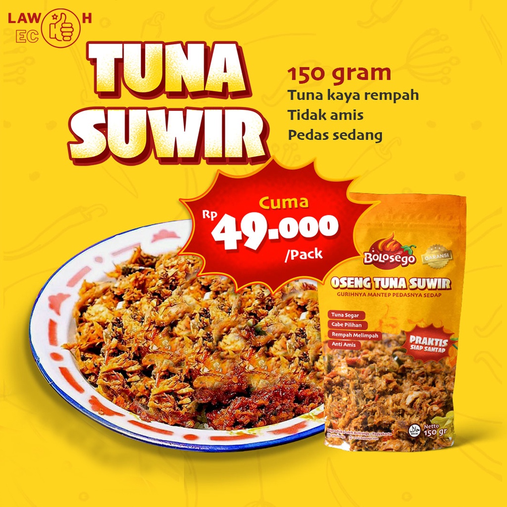 READY STOK BOLOSEGO Oseng Tuna Suwir (Level Pedas Sedang)