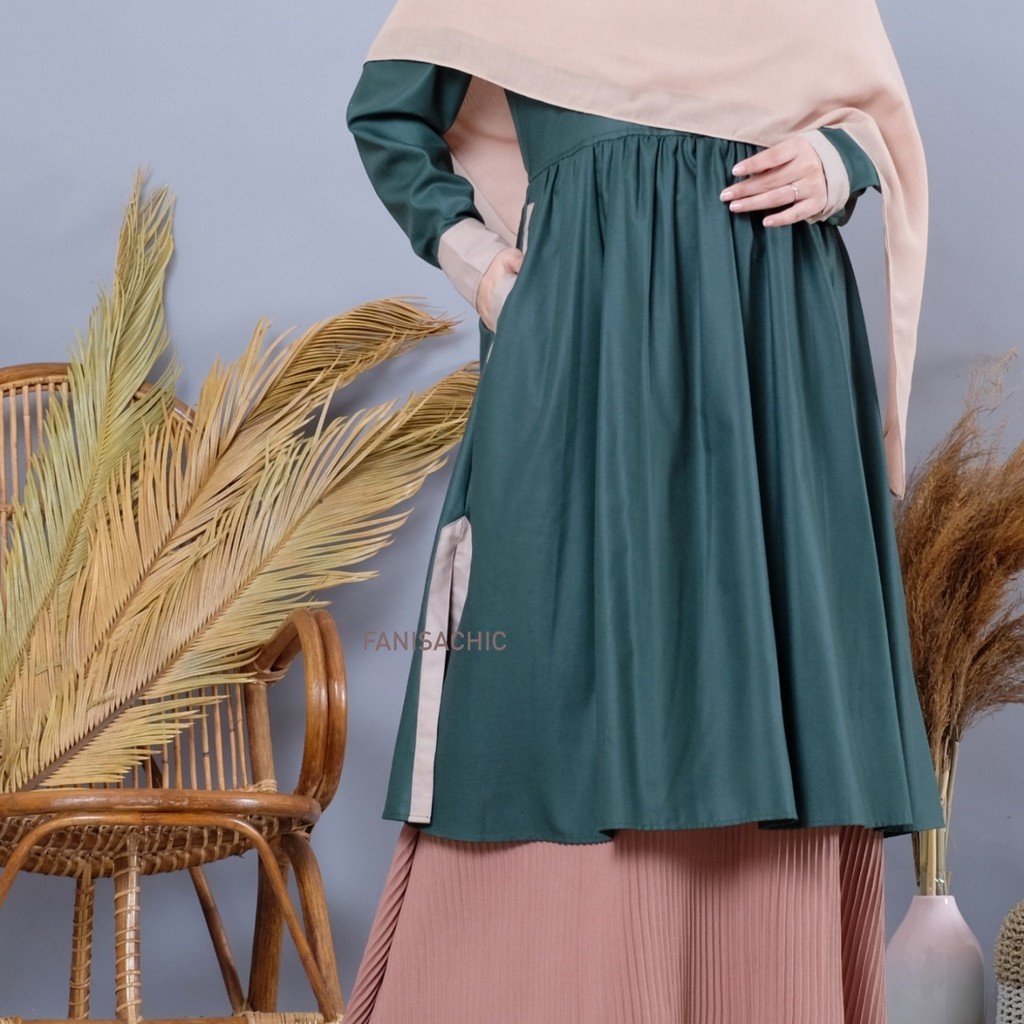 Baju Gamis Busui Dres Ibu Menyusui FANISACHIC HAFIZA DRESS  Baju Muslim Fanisa Chic bahan toyobo royal mix plisket moscrepe fanisa chic gamis wanita