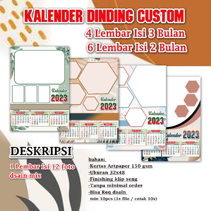 

kalender dinding Custom 4 lembar